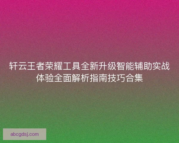 轩云王者荣耀工具全新升级智能辅助实战体验全面解析指南技巧合集