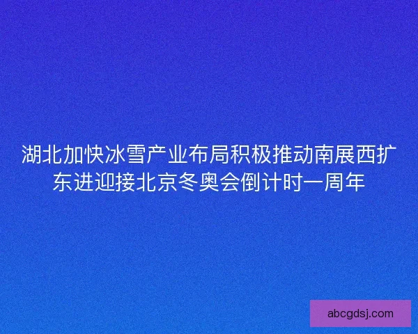 湖北加快冰雪产业布局积极推动南展西扩东进迎接北京冬奥会倒计时一周年